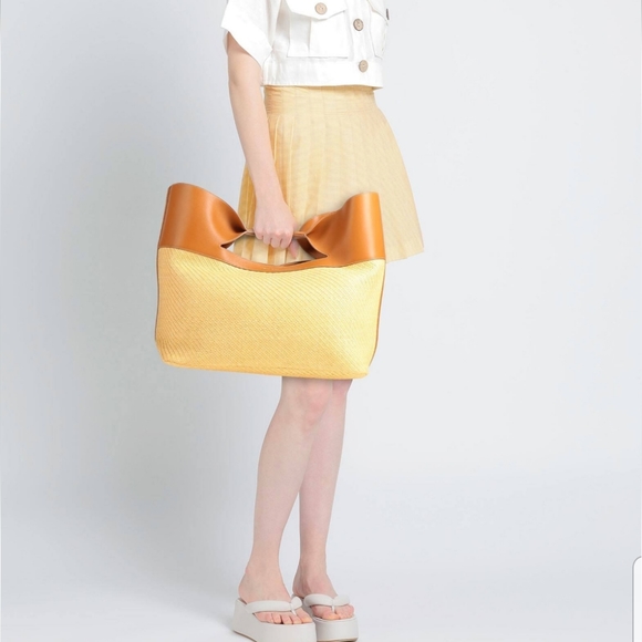 Alexander McQueen Large Leather Raffia Bow Bag Natural Tan - Picture 5 of 16